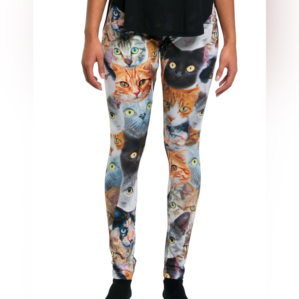 Faux Real Realistic Cat Patterned Leggings Women’s Size XL Novelty Kitsch Casual